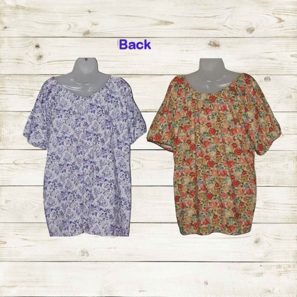 Handmade set of two womens tops size L short sleeve multiclor - Picture 2 of 13